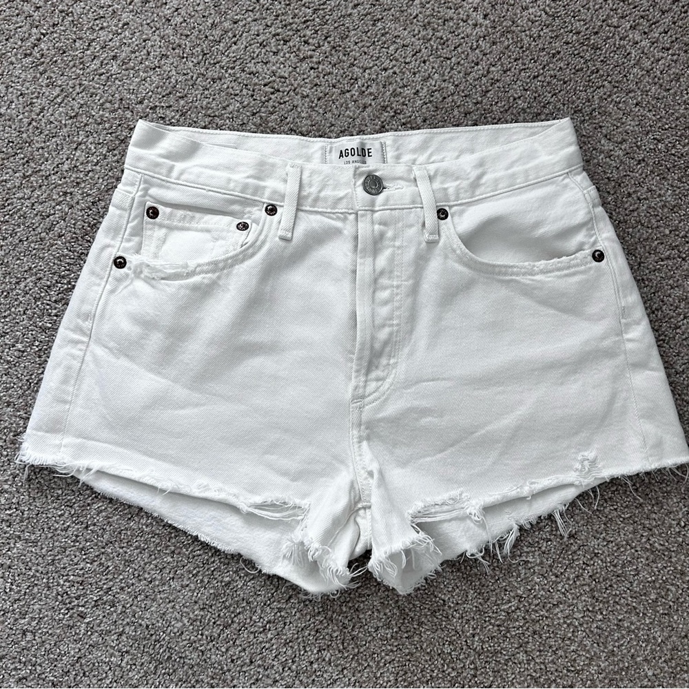 Agolde White Denim Shorts